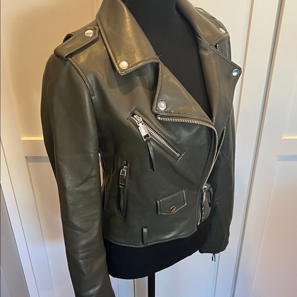 REBECCA MINKOFF Rebecca Minkoff Dark Green Vegan Leather Moto Jacket Size XS - Picture 11 of 11